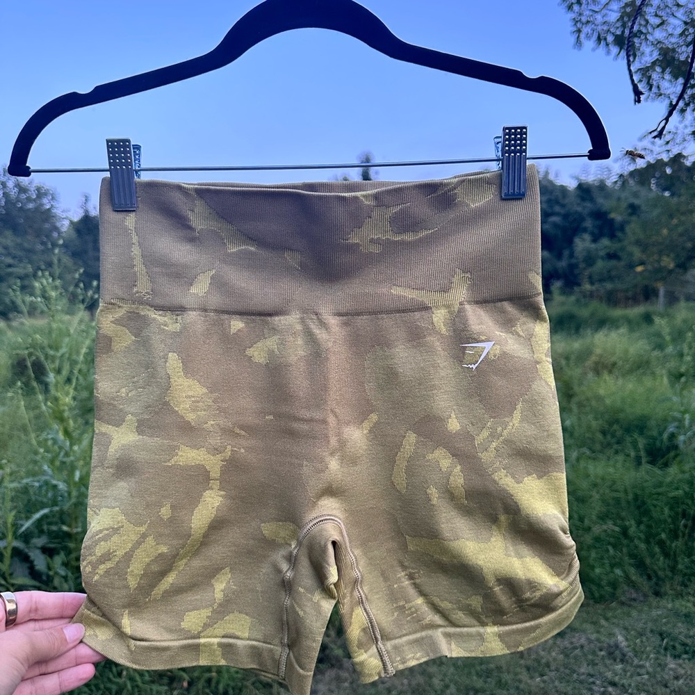 Gymshark Olive Camouflage Athletic Shorts